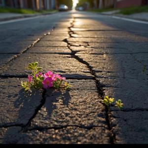 Flores en el asfalto