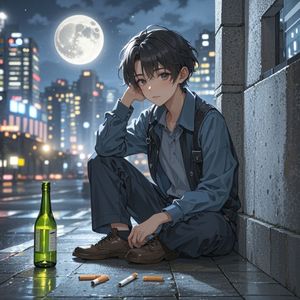 月亮别笑我你不懂我的难过-夜与深沉～阿杰