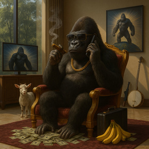 Gorilla Rollin Up a Check