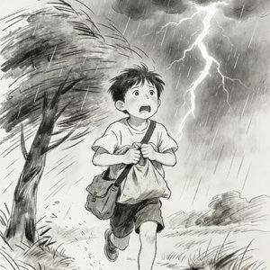 没伞的小孩你快快跑