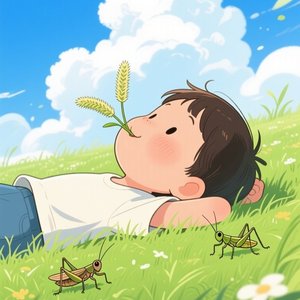 草地闲躺看蓝天