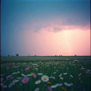 真夏の夜空の稲妻