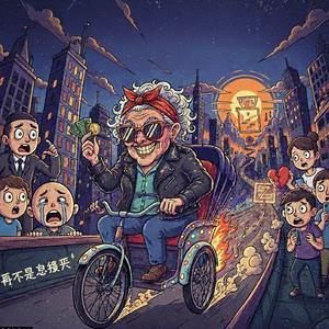 三轮车上面的老太太