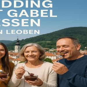 Pudding mit dee Gabel essen