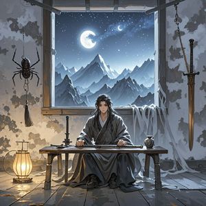 残月孤灯-蓝色的风