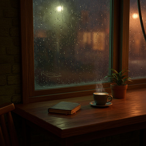 夜更けの雨宿り