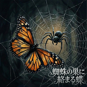 蜘蛛の巣に絡まる蝶