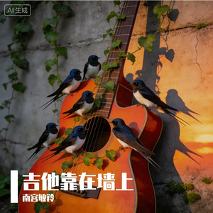 旧吉他靠在斑驳的墙