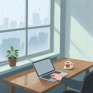 Printer's Whisper: Office Focus Rainy Day Sound