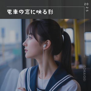 電車の窓に映る影