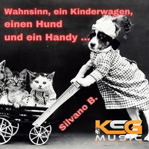 Wahnsinn, ein Kinderwagen, einen Hund und ein Handy