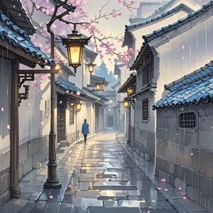 春雨巷花夜