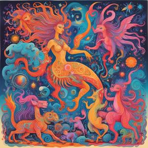 "蓬松的紫色猴子在月亮上跳舞，吃着勺子，穿着愚蠢的鞋子，很快一只名叫鲍勃的巨型鸡 by @entertainingtambourine329