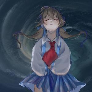 月白色倒影的少女