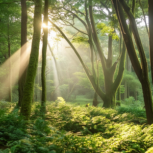 月夜に揺れる森のハンモック