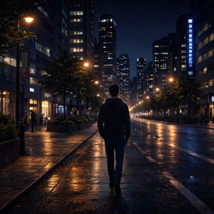 孤独な夜の散歩道