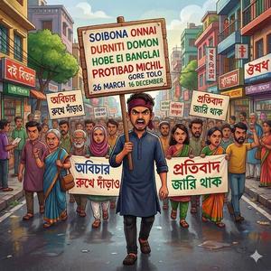 সইবনা অন্যায় দুর্নীতি দমন হবে এই বাংলায় প্রতিবাদ মিছিল আন্দোলন গড়ে তুলো ২৬ মার্চ স্বাধীনতা ১৬ ডিসেম্বর বিজয় Soibona Onnai Durniti Domon Hobe Ei Banglai Protibad Michil Andolon Gore Tolo 26 March 16 December
