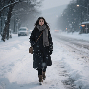 风雪赶路人