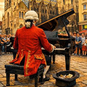 Mozart der Straßenmusikant aus Wien