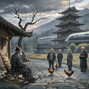 等待儿子媳妇孙子孙女打工回家