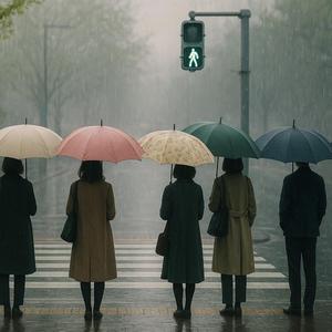 交差点の雨模様