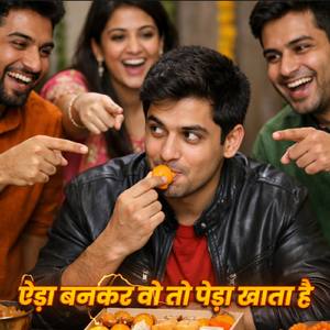 ऐड़ा बनकर वो तो पेड़ा खाता है