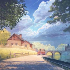 房子小路和汽车 (5)