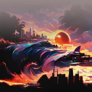 夕暮れ時の恋人達