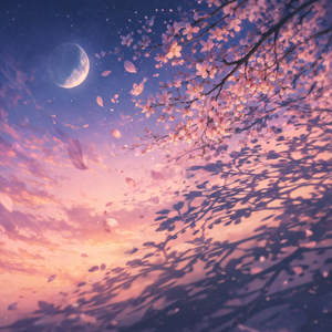 残月と揺れる花影