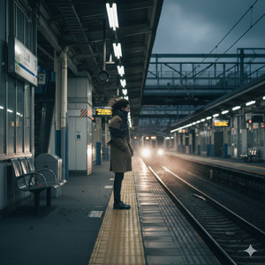 駅のホームに吹く冷たい風