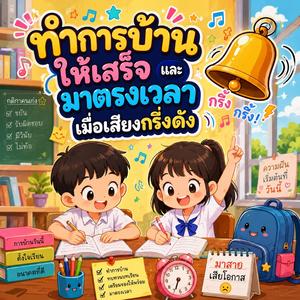 ทำการบ้านให้เสร็จและมาตรงเวลาเมื่อเสียงกริ่งดัง