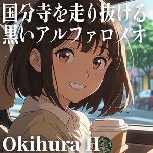 国分寺を走り抜ける黒いアルファロメオ