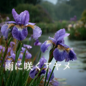 雨に咲くアヤメ