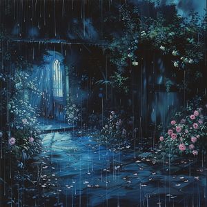 Night Garden in Rain