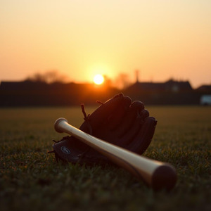 夕焼けの球児たち