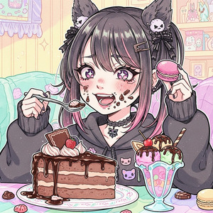 チョコレートケーキマカロン