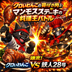 クロいわんこの骨付き肉大戦 ～マンモスステーキの覇王決戦～