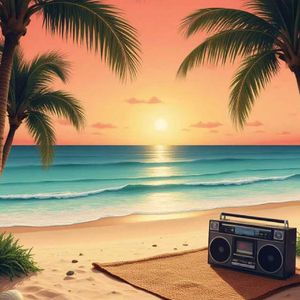 夏日沙滩晚霞