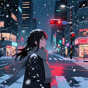 雪に滲むネオン