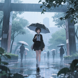 雨幕中的大学旧梦