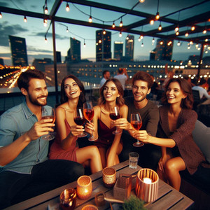 笑顔が広がる乾杯ポップ