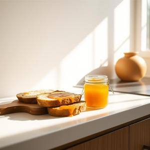 ขนมปังปิ้งกับแยมส้ม (Toast & Orange Jam)