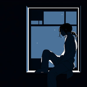 夜の窓辺にひとりきり