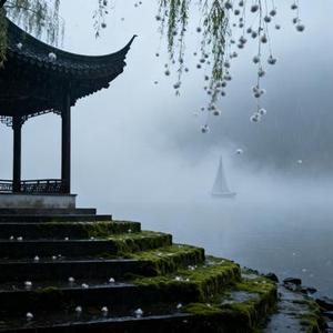 烟雨落江南