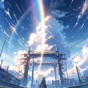 雨后 彩虹 和你 路口