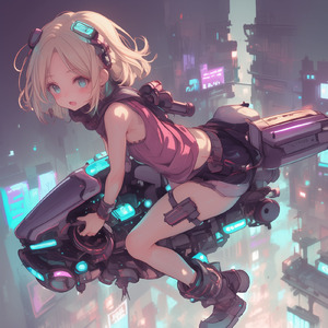飛空車に乗るAIさくら