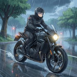 雨に走る