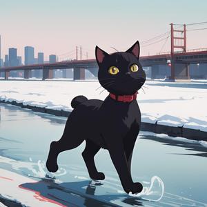 꽁꽁 얼어붙은 한강위로 고양이가 걸어갑니다 Frozen River Walk