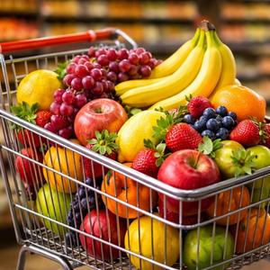 Ich kaufe ein: Bananen, Orangen...