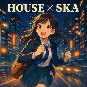 真夜中の交差点を抜けるハウススカ